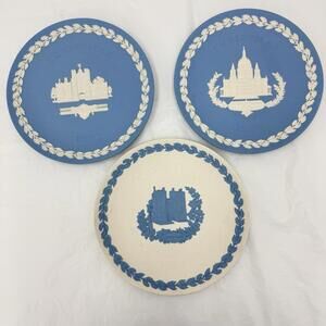 Wedgwood Blue and White Jasperware Plates- Set of 3
